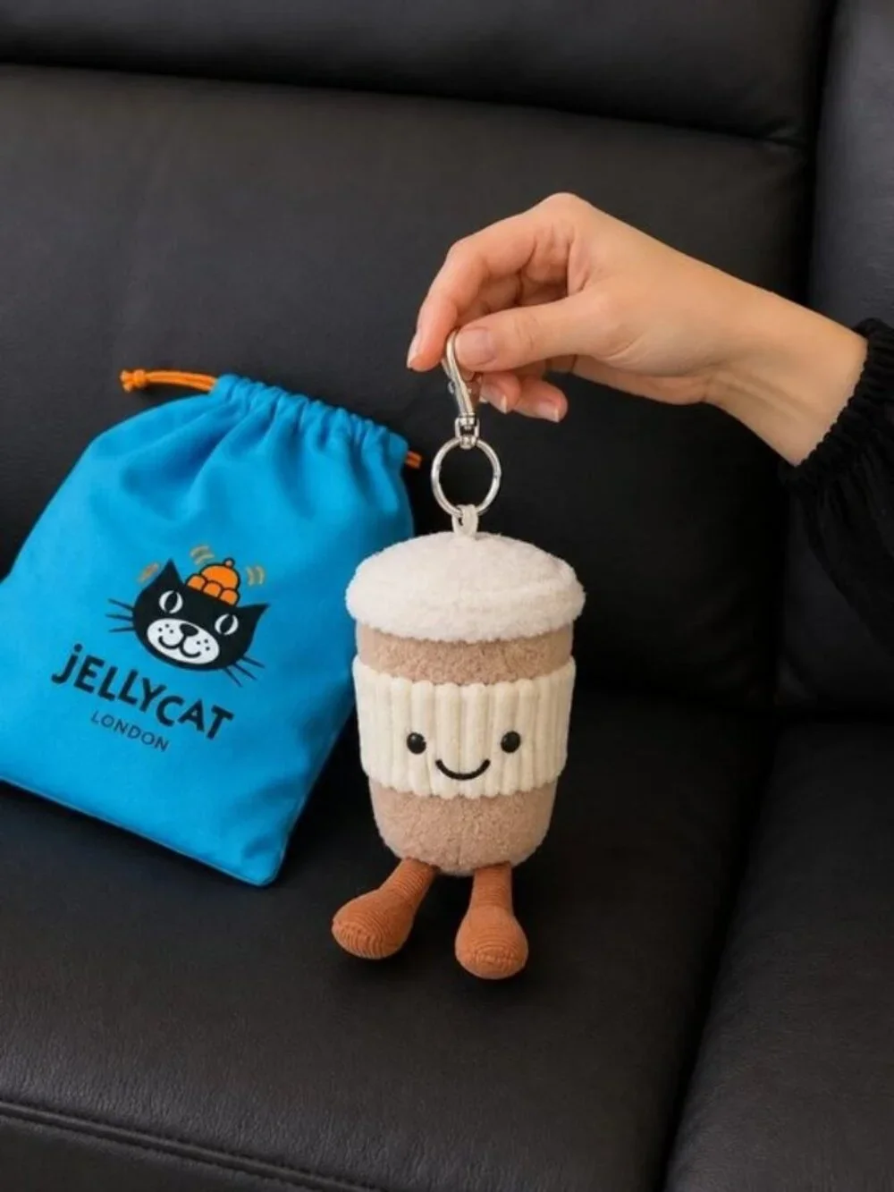 Jellycat Amuseables Coffee To Go Plush Bag Charm Keychain NWT with Bag Cute Gift